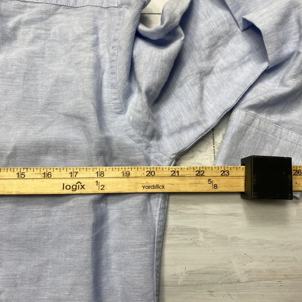 Banana Republic Shirt Mens M Blue Linen Cotton Slim Fit Long Sleeve Casual Work